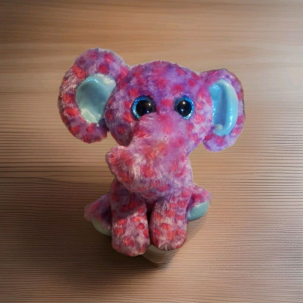 Midwood Brands Cuddly Critters Pink & Blue Elephant Sparkle Eyes 7”